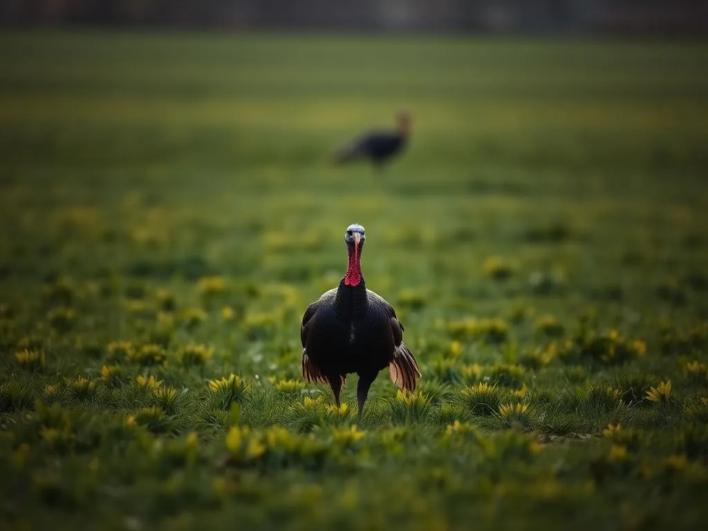 Wild turkey in an open field