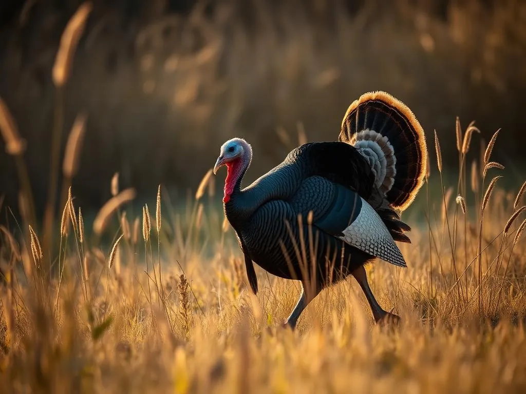 Wild turkey in an open field
